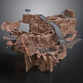 Rocky Canyon Landscape Design With Narrow Pathway And Stone Bridge Structures