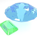 Exquisite Large Blue Diamond And Vibrant Small Green Gemstone In Fine Jewelry Pieces
