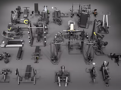 High Quality Sports Equipment Collection With Fitness Machines And Strength Training Gear 3d model