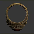 Golden Ring With Red Gemstone And Intricate Carved Patterns For Daily Use