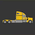 Yellow Semi Truck 3D Model With Detailed Cab Black Stripes Shiny Wheels