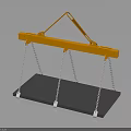 Yellow Industrial Lifting Beam With Hanging Chains And Black Platform 3d model