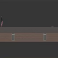 Small Brick Building with Dark Roof and American Flag Front Bench and Blue Mailbox Exterior