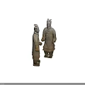 Pair Of Ancient Terracotta Warrior Ceramic Vessels Standing As Historical Statues