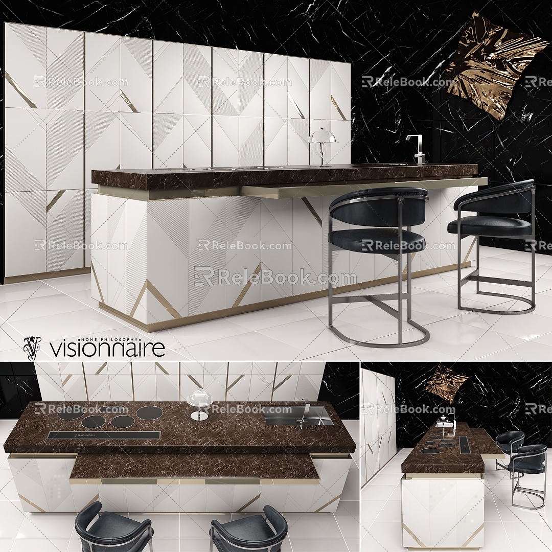 visionnaire western kitchen kitchen island bar abroad 3d model