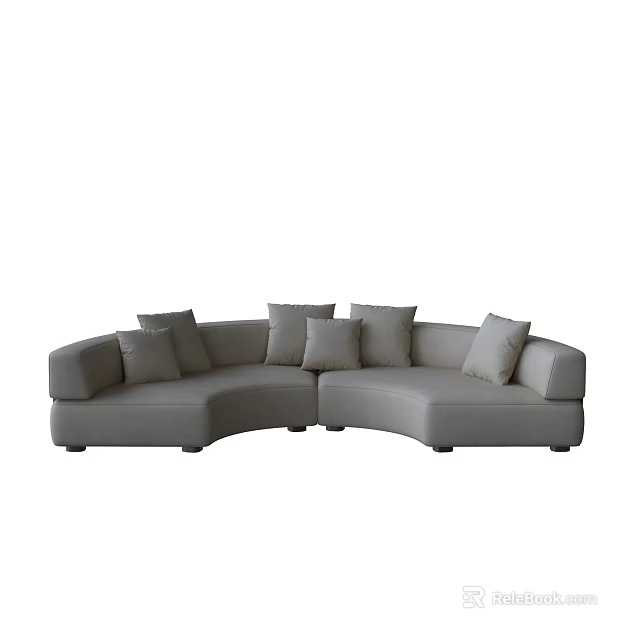 Modern Irregular Shaped Sofa With Soft Grey Fabric And Decorative Pillows 3d model