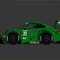 Green Race Car With Tooth Design Number 80 And Rear Wing Features