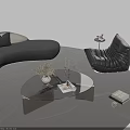 Modern Glass Top Coffee Table With Potted Plant Books And Candles In Stylish Living Room