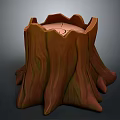 Plant Growing in Natural Tree Stump Planter with Decorative Bark Design
