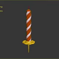 Decorative Red And White Striped Candle With Yellow Base Stand