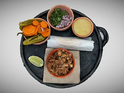 a dish of food cooking 3d model