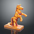 Orange Horse Shaped Decorative Furniture With Block Structure And Square Base
