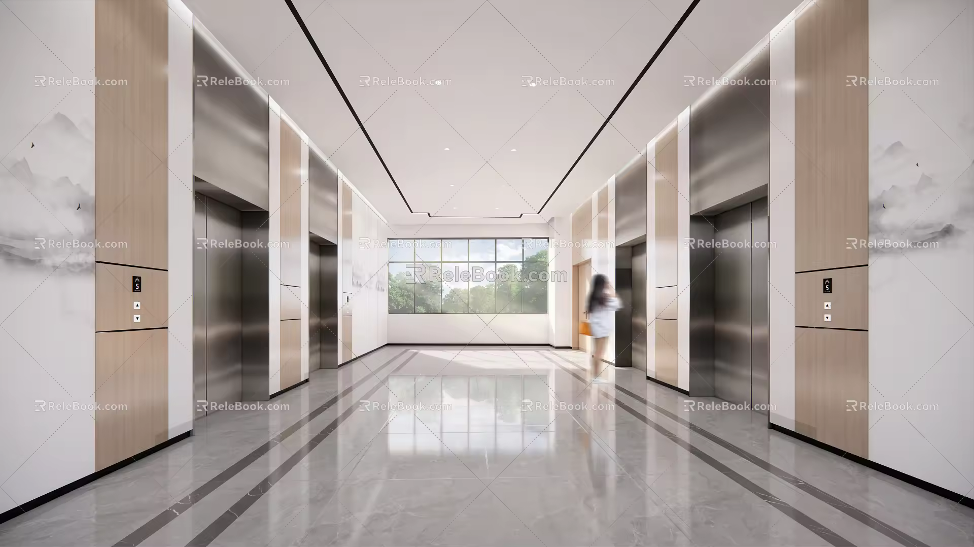 modern elevator hall elevator 3d model