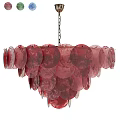 Elegant Red Glass Chandelier With Layered Circular Discs Hanging Design
