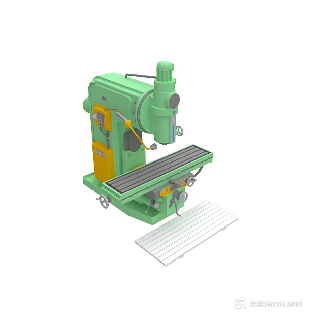 Green Industrial Milling Machine With Precision Worktable And Stable Base 3d model 