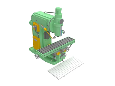 Green Industrial Milling Machine With Precision Worktable And Stable Base 3d model