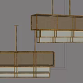 Modern Rectangular Pendant Light With Metal Frame And Fabric Shade Panels 3d model