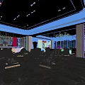 Modern Luxury Spacious Bright Sales Office Interior With Sofa Chandelier Decorative Paintings And Carpet