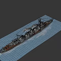Vintage Gray Warship With Two Smokestacks Emitting Smoke Sailing On Ocean Waters