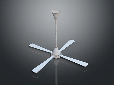 Modern White Ceiling Fan with Five Blades and Conical Motor Design 3d model