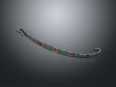 Handmade Decorative Band With Colorful Woven Patterns And Curved Ends 3d model