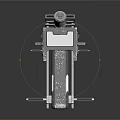 Detailed 3D Metallic Mechanical Weapon Model With Barrel Frame And Stand