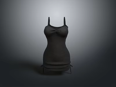 Simple Elegant Women's Fitted Sleeveless Dress With Spaghetti Straps And Layered Hem 3d model