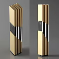 Sleek Tech Exhibition Hall With Modern Beige Brown Pillars And Black White Stripes