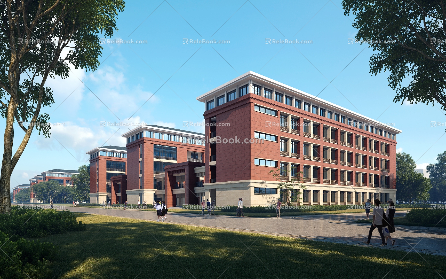 modern school teaching building 3d model