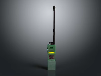Green Wireless Doorbell Intercom Device With Long Antenna And Yellow Screen 3d model