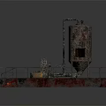 Rustic Industrial Equipment Setup With Three Storage Tanks Pipes And Metal Platform