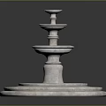 Multi Tiered Decorative Fountain With White Base And Blue Water Features 3d model