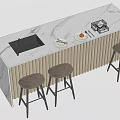 Modern Bar Chair Combination Bar Island Table Water Bar Table Chair Middle Island Bar Table 3d model