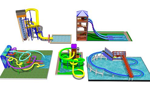 Modern Amusement Equipment Water Park 3d model