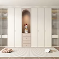 White Modern Wardrobe With Glass Doors Chest Of Drawers Small Statue And Soft Rug