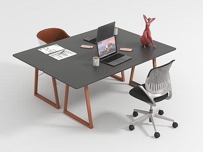 Office desk and chair combination model