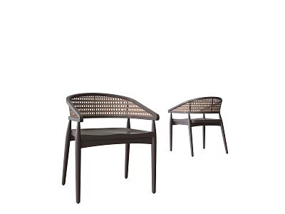 Set of Two Modern Leisure Chairs With Rattan Weave Design And Sturdy Frame 3d model