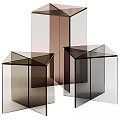 Modern Geometric Side Table With Transparent Acrylic Structure For Contemporary Living Room Decor