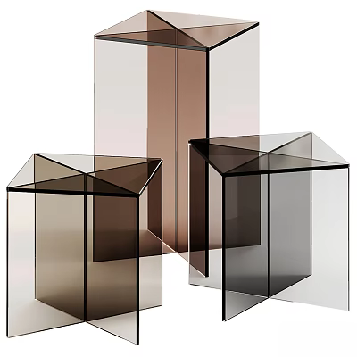 Modern Geometric Side Table With Transparent Acrylic Structure For Contemporary Living Room Decor 3d model