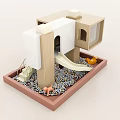 Wooden Playground Equipment With Slide Stairs Animal Toys On Pebble Ground