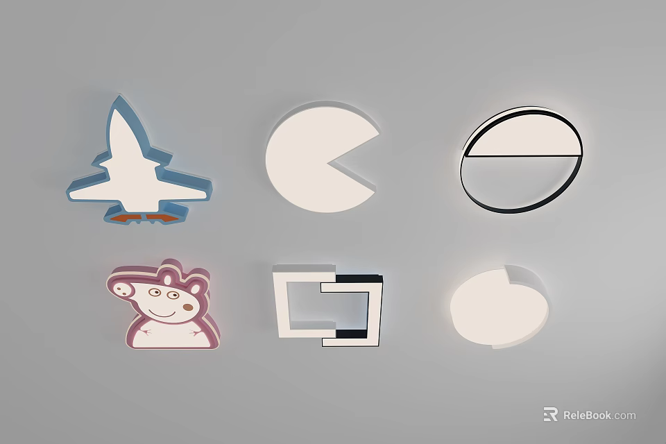 Creative Cartoon and Geometric Shaped Ceiling Lights for Modern Interior Decoration 3d model