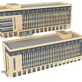 Two Modern Office Buildings Exterior Design With Large Windows And Light Colored Facade