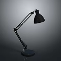 Black Adjustable Arm Desk Lamp With Modern Design And Round Base 3d model