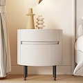 Modern White Leather Chest of Drawers With LED Strip And Vases In Bedroom Corner