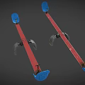 Dual Parallel Red Fitness Bars With Blue Seats And Metal Components Design