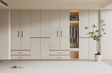 Cream Style Wardrobe Modern Wardrobe Bedroom Wardrobe Finished Wardrobe Dressing Table 3d model