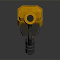 Futuristic 3D Model Weapon with Orange Gray Design M2 Marking and Blue Accents