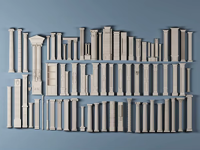 Various Decorative Roman Columns In Plaster Material For Interior Design Styles 3d model