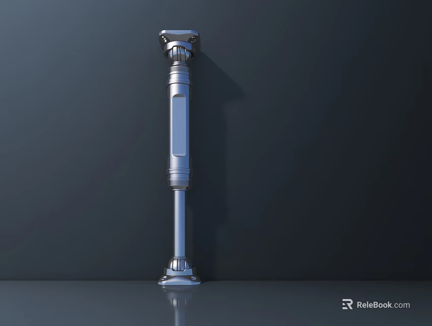 Metallic Roman Column With Decorative Top And Base On Dark Reflective Surface 3d model 