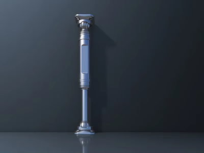 Metallic Roman Column With Decorative Top And Base On Dark Reflective Surface 3d model